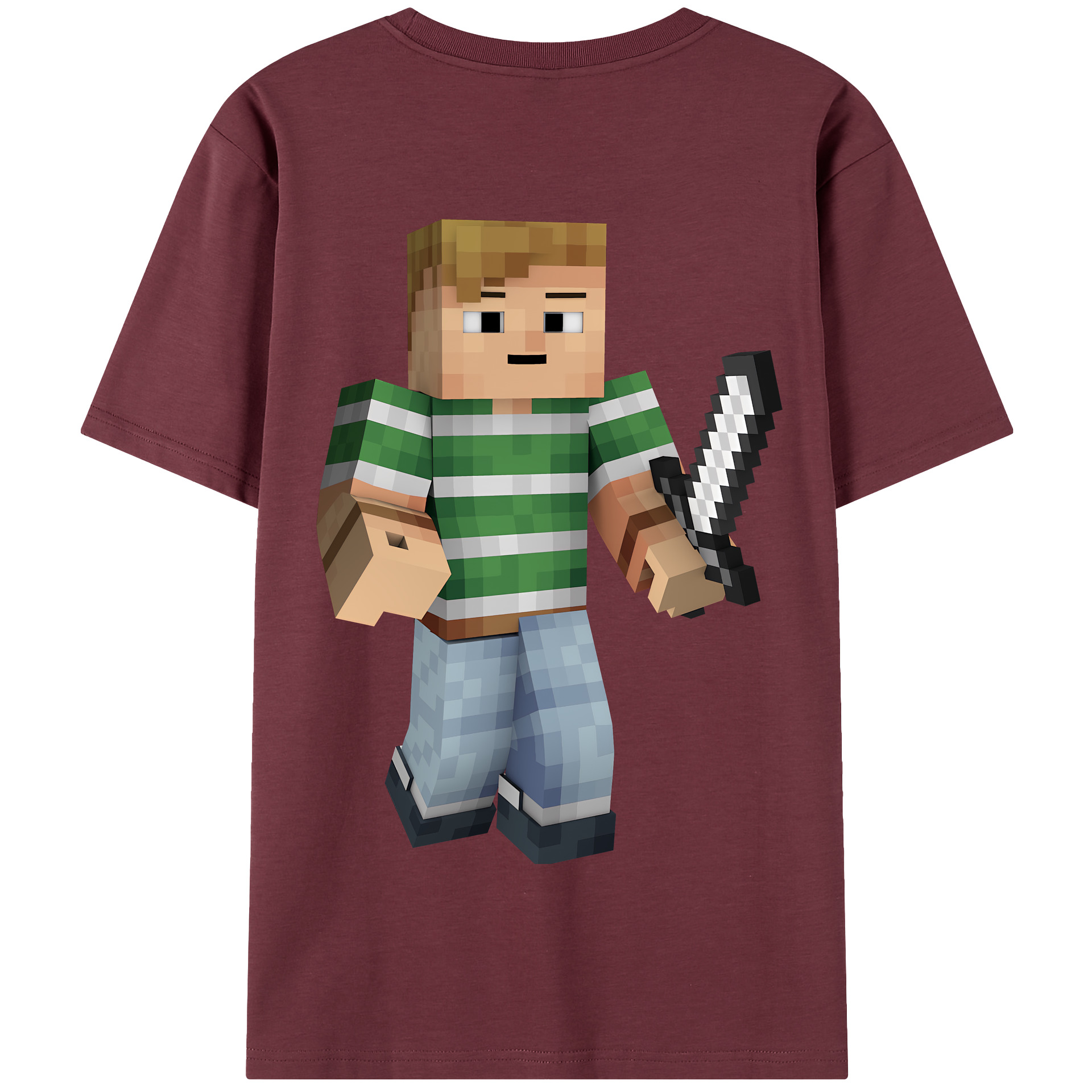 （画像用） マインクラフト ブロックの世界 Minecraft MC Block world 綿100％半袖Tシャツ（背面プリント）